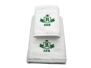 Prosop baie Brodate Alb/Colorat cu broderie color, Model Royal bumbac 100% - Img 3