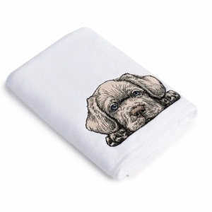 Prosop baie BroderieCatelus, bumbac 100%, alb, 70x140cm - 680gr/mp - Img 4