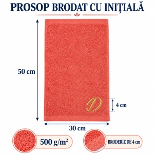 Prosop de mâini personalizat cu inițială brodată, 30 × 50 cm, bumbac 100%, 500 g/m² – 4 culori disponibile - Img 7