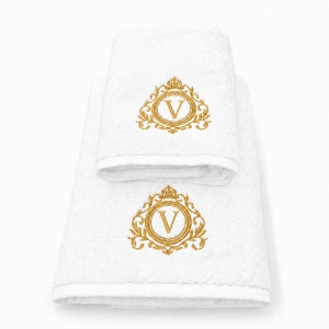 Set cadou de lux Hotel Supplier, 2 prosoape cu inițială brodată, 680 g/m², 100% bumbac, MADE IN GREEN by OEKO-TEX® - Img 2