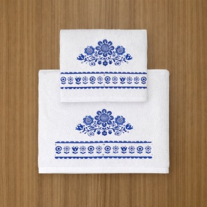Set 2 Prosoape baie Brodate, Model Thailanda, Prosoape HOTEL, bumbac 100%, alb, 70x140cm+50x90cm-680gr/mp