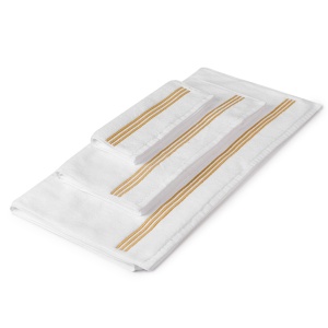 Set 3 Prosoape Hotel Premium – Alb cu Dungi Brodate, 680 g/mp – 30x50 cm, 50x90 cm, 70x140 cm - Img 5