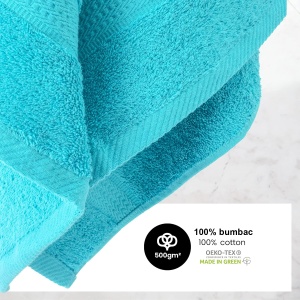 Set 4 Prosoape Fata 50x100cm 100% bumbac 500 g/mp, premium, turcoaz - Img 3