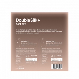 Set Cadou cu Lufa, DoubleSilk+, Vanilie & Macadamia, Săpun lichid gel 330ml & Gel de dus 330ml - Img 3