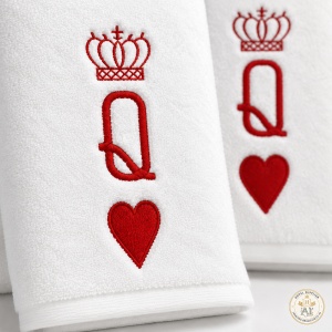 Set cadou pentru ea – 2 prosoape de baie brodate Queen, alb, 680 g/m², 100% bumbac - Img 5