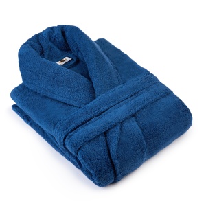 Halat de baie PREMIUM din bumbac 100%, fir zero twist, 360 g/mp – moale, ușor și absorbant Bleumarin