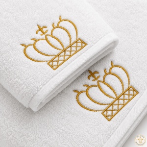 Set 2 Prosoape Baie Brodate – Bumbac 100% (680–700 g/m²), Broderie Aurie sau Argintie - Img 6