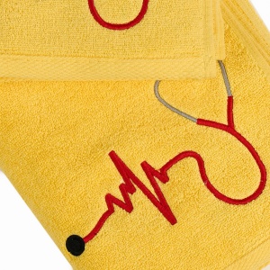Set 2 Prosoape baie Brodate Color cu broderie color, Model Stetoscop, bumbac 100% - Img 3