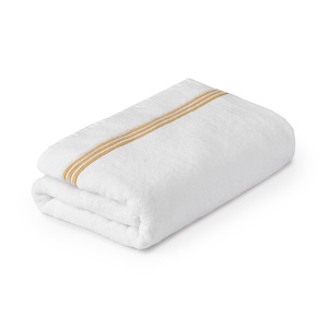 Set 3 Prosoape Hotel Premium – Alb cu Dungi Brodate, 680 g/mp – 30x50 cm, 50x90 cm, 70x140 cm - Img 3