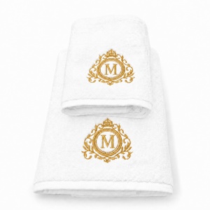 Set cadou de lux Hotel Supplier, 2 prosoape cu inițială brodată, 680 g/m², 100% bumbac, MADE IN GREEN by OEKO-TEX® - Img 6