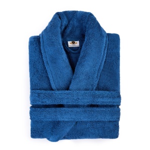 Halat de baie BRODAT PREMIUM din bumbac 100%, fir zero twist, 360 g/mp – moale, ușor și absorbant Bleumarin - Img 5