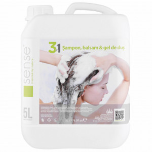 Sense 3 in 1 sampon, balsam si gel de dus, 5 L