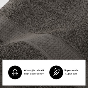 Set 4 Prosoape Fata 50x100cm 100% bumbac 500 g/mp, premium, Gri - Img 2