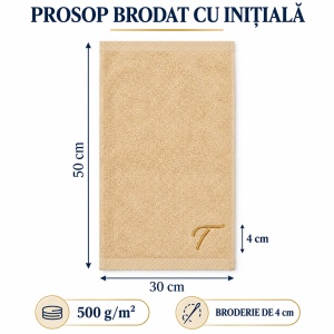 Prosop de mâini personalizat cu inițială brodată, 30 × 50 cm, bumbac 100%, 500 g/m² – 4 culori disponibile - Img 5