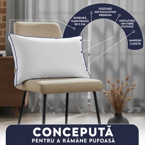 Set 2 perne Hotel Collection Bedding, 50 × 60 × 10 cm, cu paspoal bleumarin - Img 6