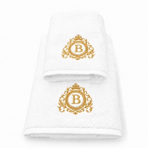 Set cadou de lux Hotel Supplier, 2 prosoape cu inițială brodată, 680 g/m², 100% bumbac, MADE IN GREEN by OEKO-TEX® - Img 10