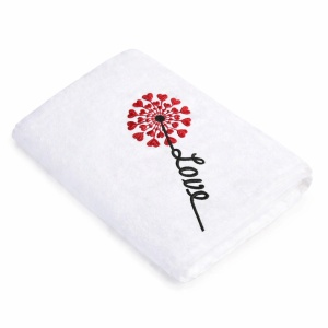Prosop baie Brodat love, bumbac 100%, alb, 70x140cm - 680gr/mp