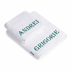 Set 2 Prosoape baie Brodate Alb/Colorat cu broderie color Model Nume, bumbac 100%