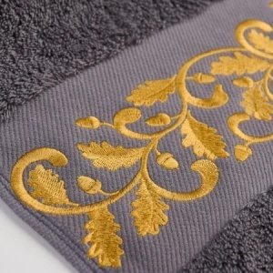 Set 2 Prosoape baie Brodate Alb/Gri cu broderie color, Model Floral4, bumbac 100% - Img 2