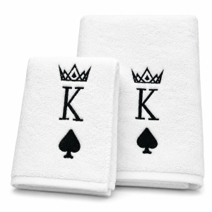 Set cadou pentru el – 2 prosoape de baie brodate King, alb, 680 g/m², 100% bumbac