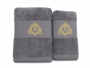 Set prosoape brodate de lux – Hotel Supplier | Monogramă Imperială -700g/mp - Img 2