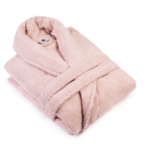 Halat de baie PREMIUM din bumbac 100%, fir zero twist, 360 g/mp – moale, ușor și absorbant ROZ