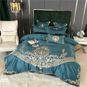 Lenjerie Luxury „Exquisite Gold Royal” brodată – Bumbac 100% TC 400