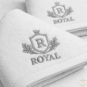 Set 2 prosoape de baie brodate Royal, alb, 680 g/m², 100% bumbac, 50×90 și 70×140 cm - Img 6