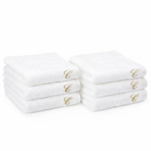 Set 24 prosoape cu inițială brodată GRATUITĂ - 680 g/m² GROASE– Alb Optic- (12buc×50×90 cm + 12buc×70×140 cm)