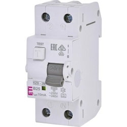 Întrerupător diferențial RCBO ETI KZS-2M 1P+N 25A/30mA Tip A Curba B 10kA