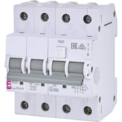 Întrerupător diferențial RCBO ETI KZS-4M 3P+N, B25/30 mA, tip A