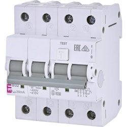 Întrerupător diferențial RCBO ETI KZS-4M 3P+N 32A/30mA Tip A Curba B 6kA