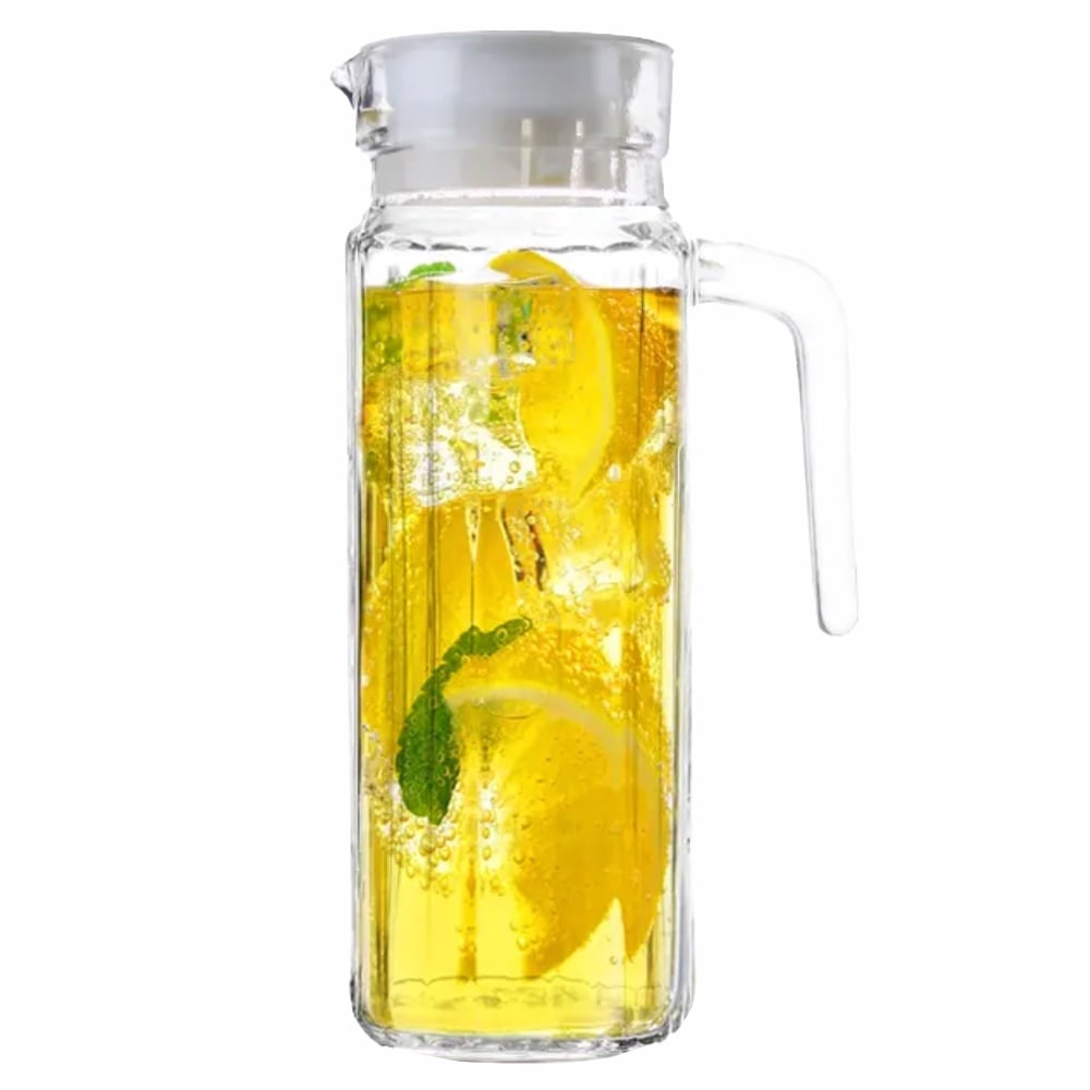 Carafa eleganta Pufo Simply din sticla pentru apa, limonada sau suc, 1L, transparent