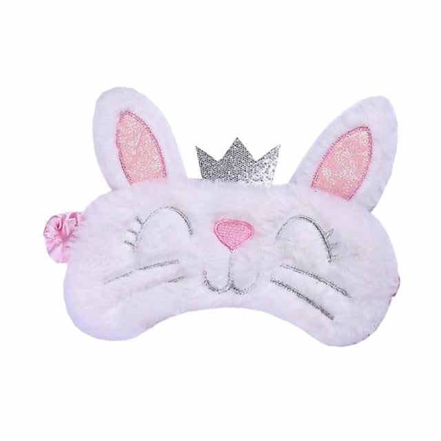 Masca pentru dormit sau calatorie, cu gel detasabil, Pufo Kitty, 20 cm, alb