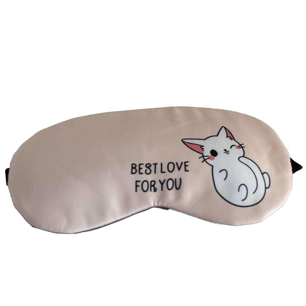 Masca pentru dormit sau calatorie, cu gel detasabil, Pufo Kitty Love, 19 cm, roz