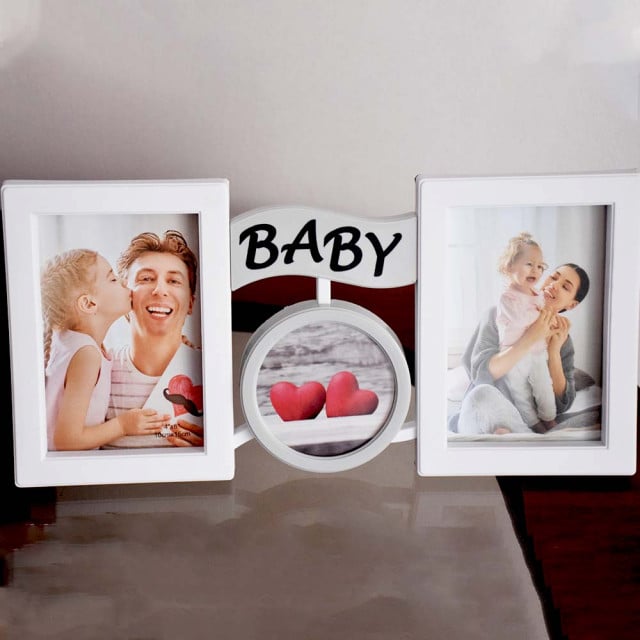 Rama foto decorativa Baby love pentru 2 poze, 35 x 16 cm, alb - 1 | YEO