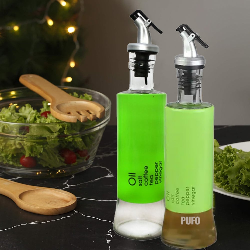 Recipient Pufo Savor din sticla pentru ulei si otet, 300 ml, verde - 1 | YEO