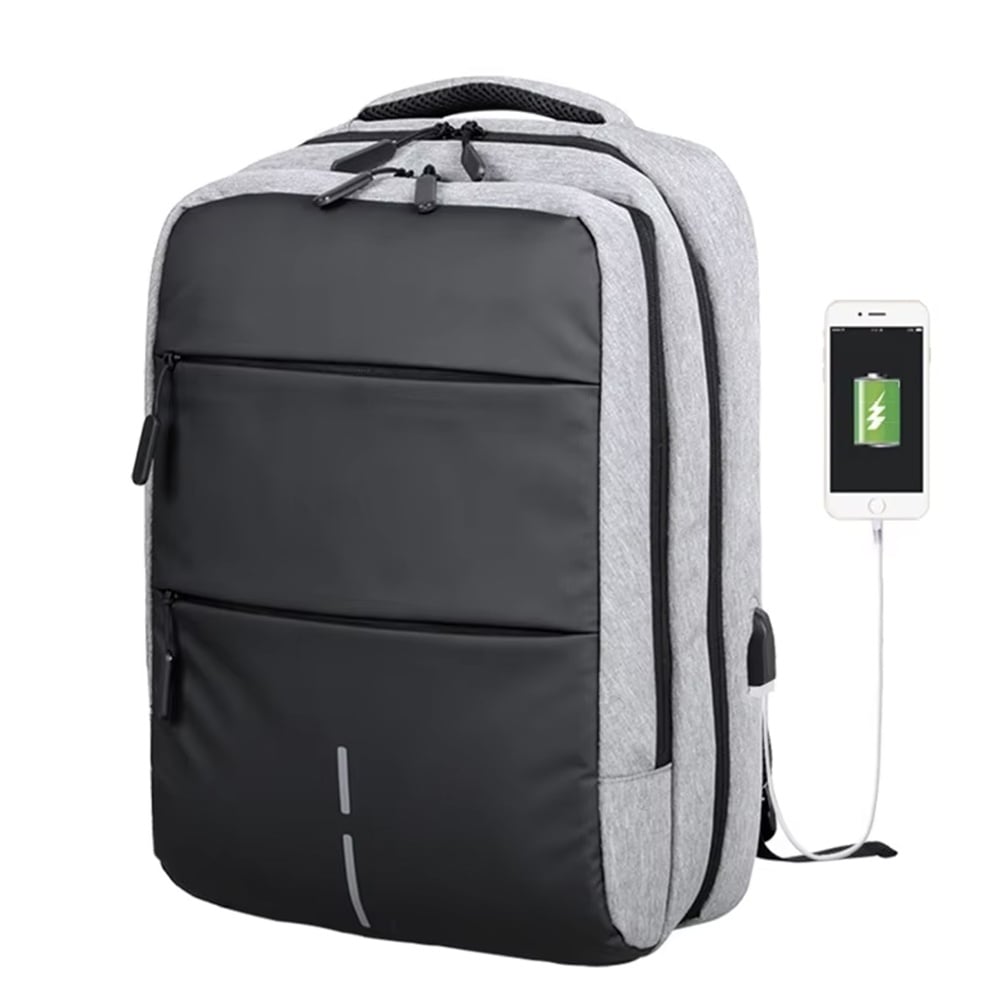 Rucsac Pufo Premium compartimentat pentru laptop, 45 x 32 cm, gri deschis - 1 | YEO