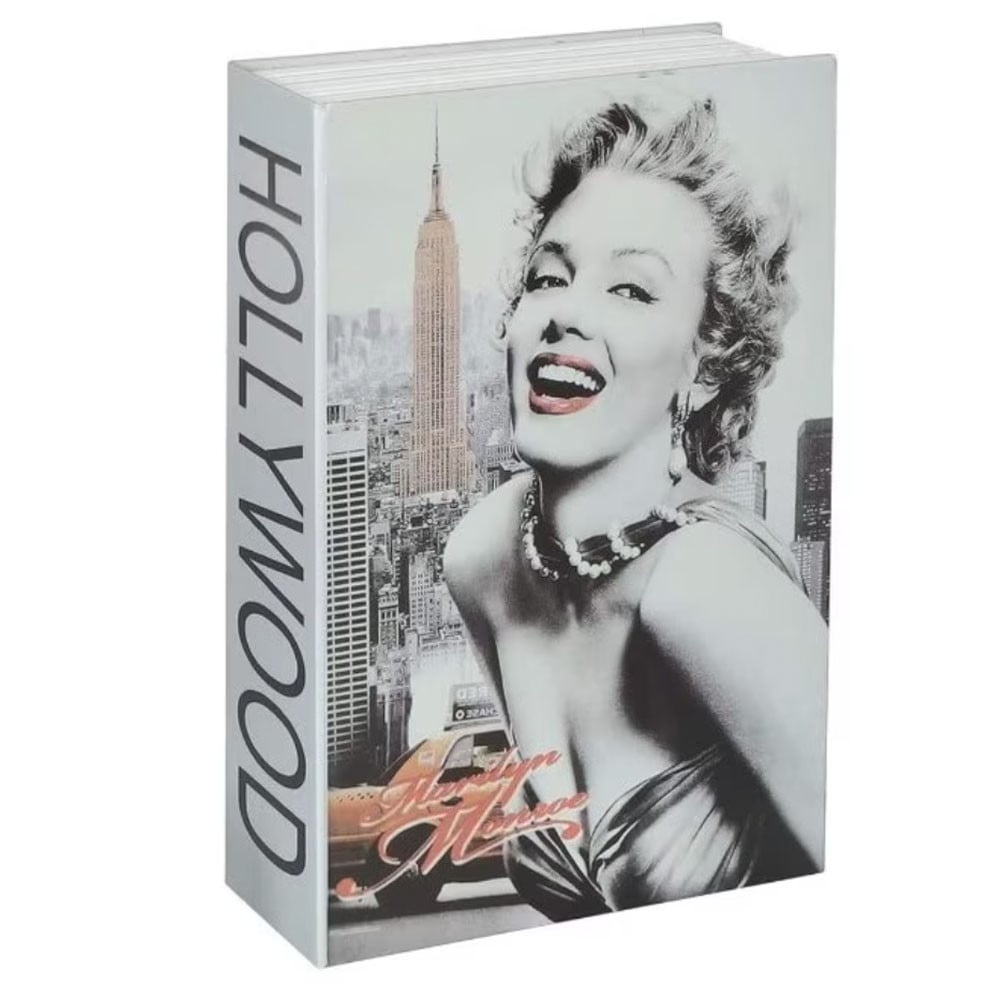 Seif secret tip carte Pufo cu cheie pentru blocare, model Marilyn Monroe, 24 x 15 cm