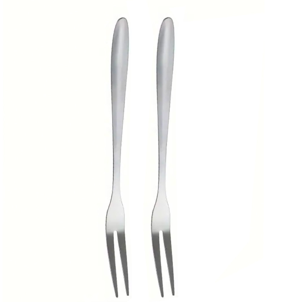 Set 2 furculite Pufo Simple pentru desert, fructe, scoici, servire melci, otel, argintiu, 13 cm