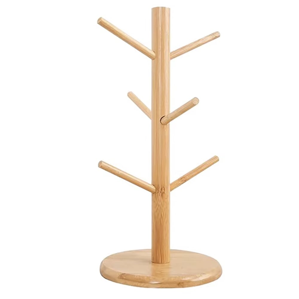 Suport vertical Pufo Bamboo din lemn de bambus pentru cani si cesti, 34 cm