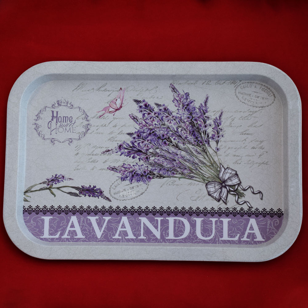 Farfurie metalica Pufo Sweet home of lavender pentru servire desert, prajituri, aperitive, 34 x 23 cm - 1 | YEO