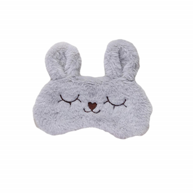 Masca pentru dormit sau calatorie, cu gel detasabil, Pufo Bunny, 20 cm, gri