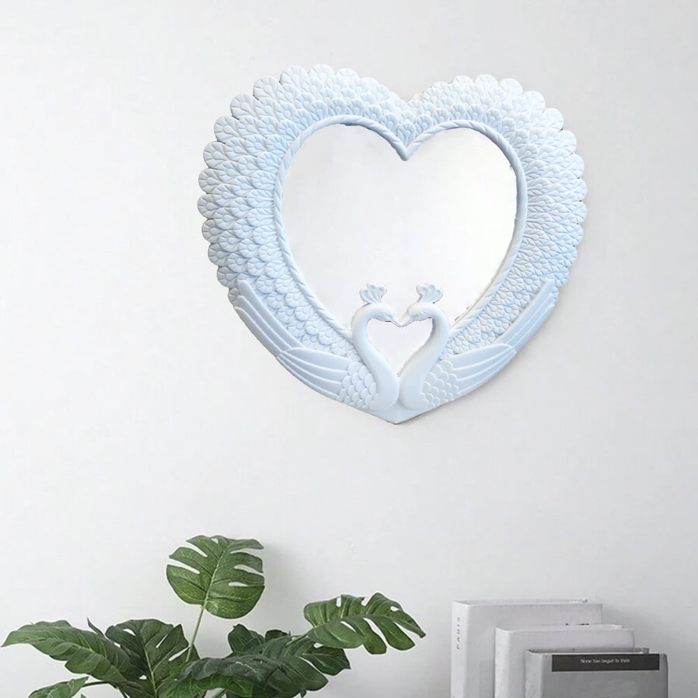 Oglinda decorativa eleganta de perete Pufo Romantic Love, 42 cm, alba - 1 | YEO