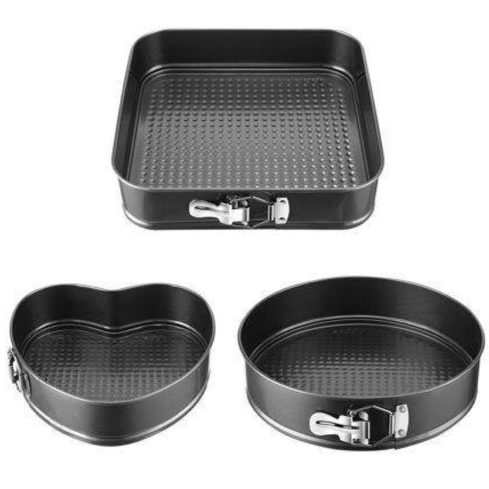 Set 3 tavi metalice Pufo Cake pentru copt prajituri, cu baza detasabila si forme diferite - 1 | YEO