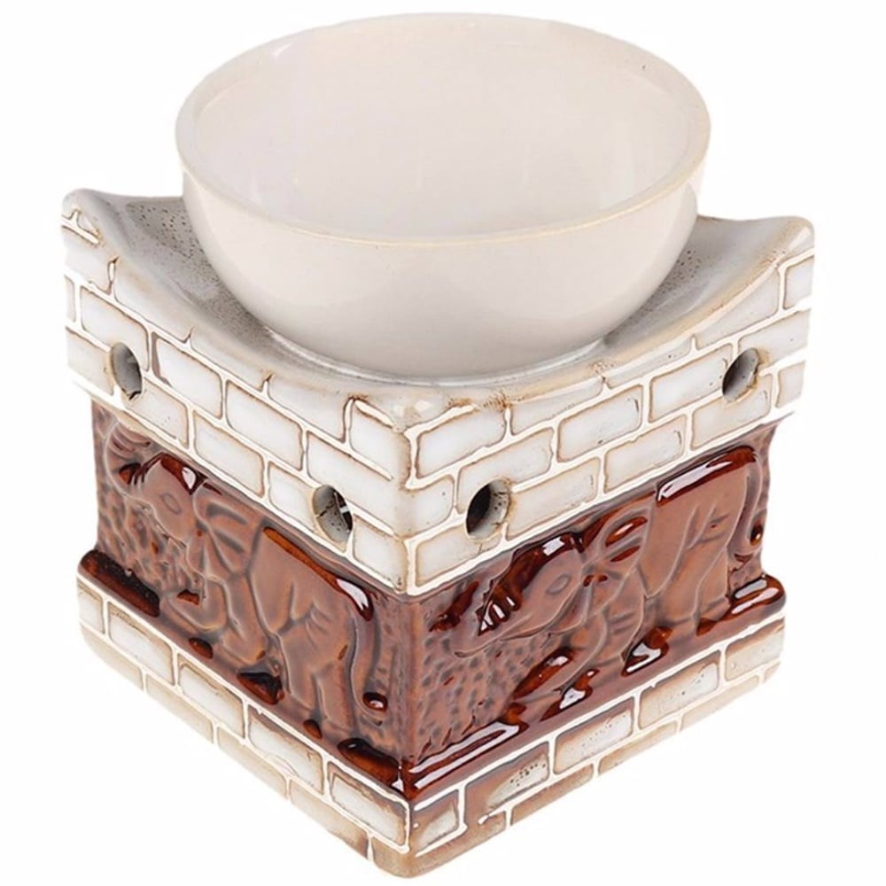 Suport ceramic Pufo Feng Shui pentru aromaterapie, 10 cm, maro