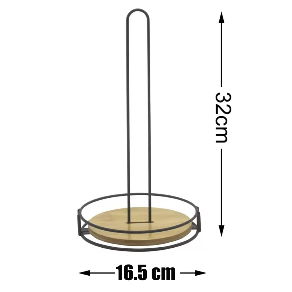 Suport din metal si bambus Pufo pentru rola hartie si prosoape de bucatarie, 33 cm - 1 | YEO