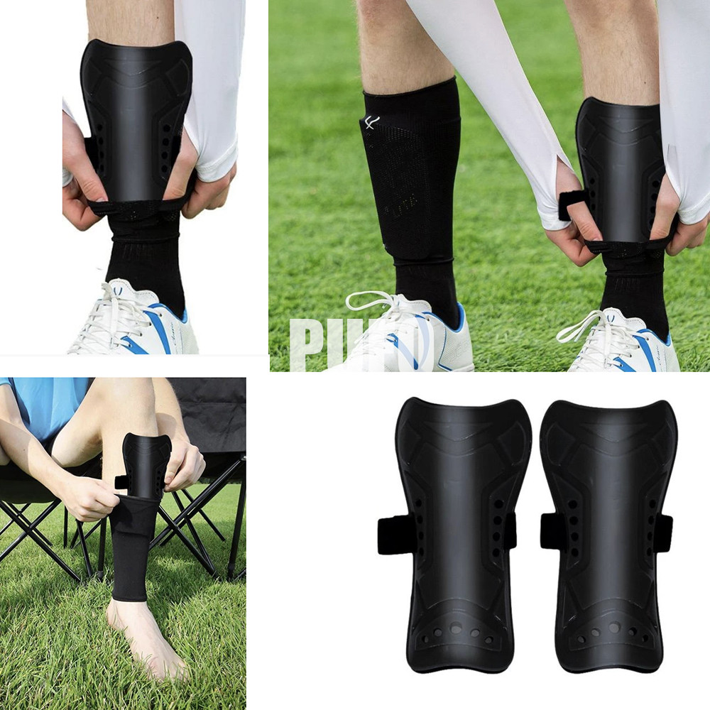 Aparatori tibie Pufo Fotbal pentru copii, 18 cm, set de 2 buc, negru - 1 | YEO