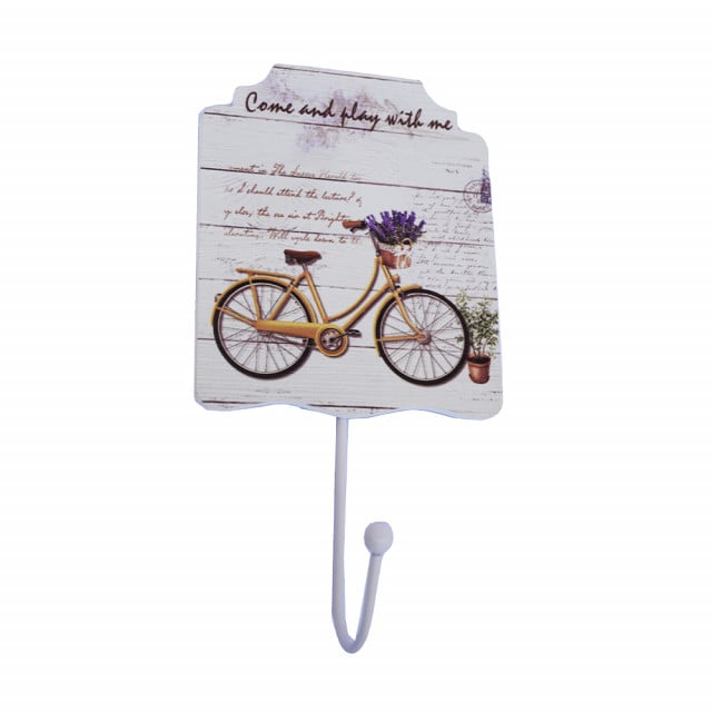 Cuier suport din lemn Pufo Bicycle Trip pentru cheie, 11 cm