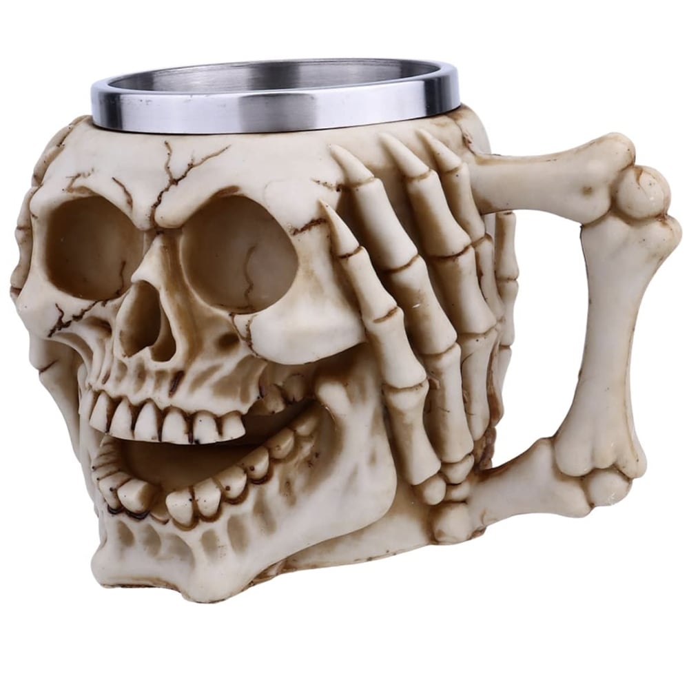 Halba de bere metalica Pufo Skull Don’t Hear in forma de craniu, 380 ml - 1 | YEO